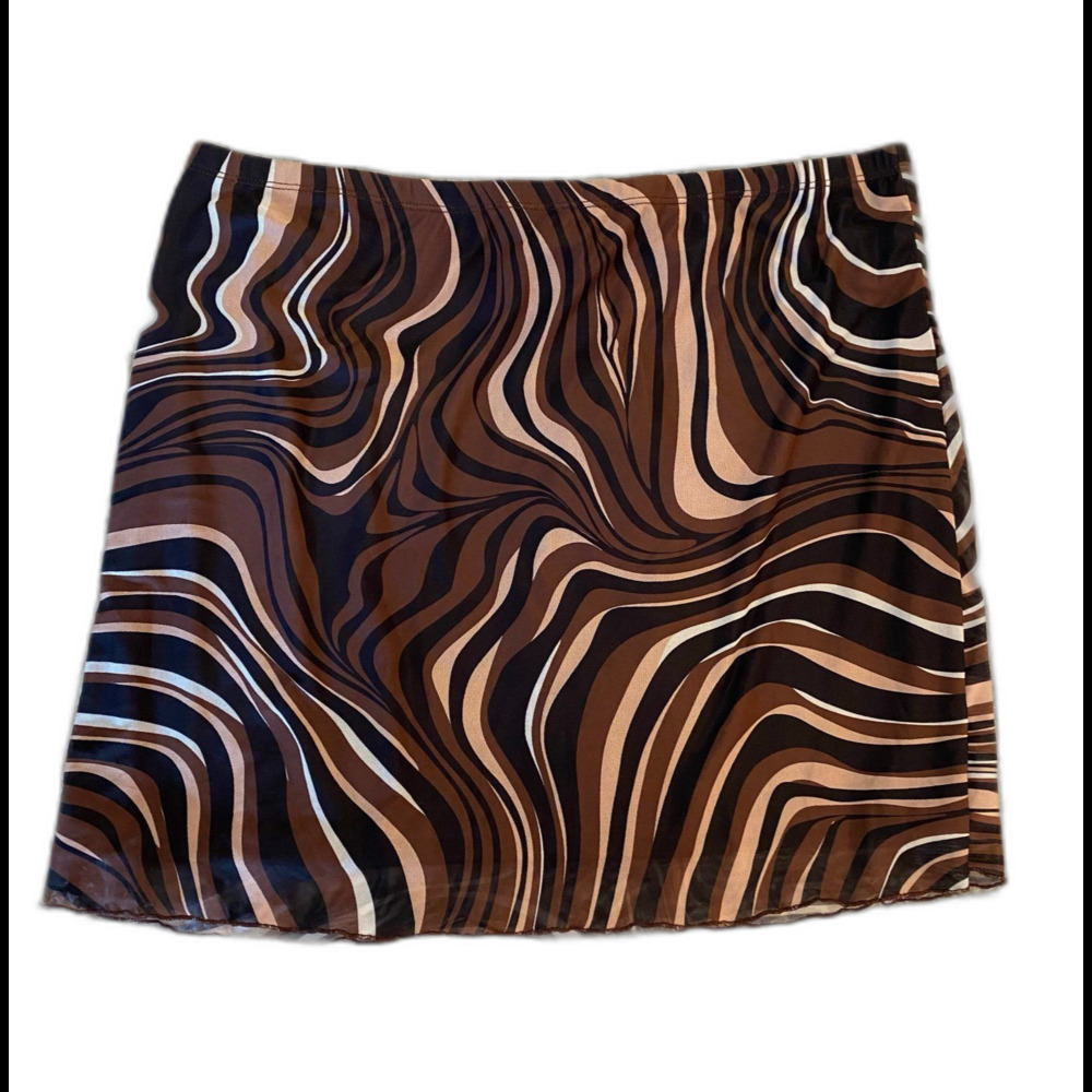 SHEIN‎ Womens Skirt Size 2X Sheer Swirl Patterened Overlay Plus Elastic Waist